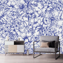 Fashionable Modern Blue Floral Wallpaper