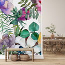Contemporary Modern Water Colored Flowers Wallpaper