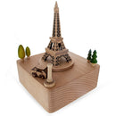 Eiffel Tower Wooden Musical Figurine - Moving Paris Car Music Box 5.8 Inches