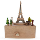 Eiffel Tower Wooden Musical Figurine - Moving Paris Car Music Box 5.8 Inches