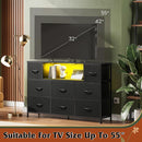 Black Fabric Dresser With Charging Station And LED Lights
