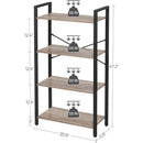 Four Tier Tall Bookshelf With Steel Frame Greige Black