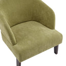 Modern Accent Chair with Round Back & Wooden Legs - Mid-Century Inspired Lounge Chair for Living Room, Bedroom, or Office - Soft Fabric Upholstery