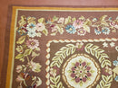 Aubusson Rug 6 x 9 Flat Weave Area Carpet European Design Flowers New Brown Rug Handmade Wool Hand-Knotted Aubusson Weave Medium Rug 6x9