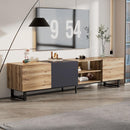Modern TV with 3 Cabinets& Open Shelves, Color-matching Media Console Table for TVs up to 80", Entertainment Center with Drop Down Door for Living Room, Bedroom, Home Theatre