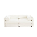Stylish White Chenille 2-Seater Sofa with Storage Seat and Cylindrical Backrest