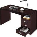 Wenge Computer Desk With 3 Drawers And Side Storage Shelf