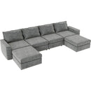 115x58" Chenille Modular Sectional Sofa,U Shaped Reversible Couch,Free Combination,6 Seat Sleeper Sofa Bed with Ottoman,Convertible Oversized Indoor Furniture for Living Room,Gray