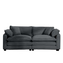 Modern Fabric Living Room Sofa with 4 Pillows Upholstered Large Deep Seating Loveseat, Grey Corduroy