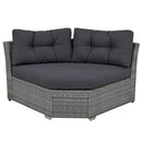 Elegant Patio Furniture Set Outdoor Daybed Rattan Sectional with Cushions and Center Table, Grey, Iron + Rattan