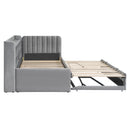 Twin Size Upholstered Daybed with Trundle, Storage Shelves, USB & Outlet (Gray)