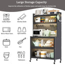 64' Kitchen Pantry Storage Cabinet, 5 Tier Metal Storage Cabinet with Wheels, Transparent Flap Door &  DIY Hole Board , Kitchen Storage Bakers Rack, for Kitchen, Living Room and Dining Room, Gray