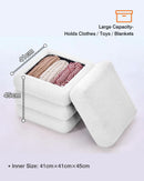 Two-Piece Nesting Sherpa Storage Ottomans White Lid