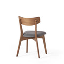 7-Piece Mid-Century Dining Set with Walnut Finished Frame, Upholstered Dining Chairs ,Dark Grey & Wood Dining Table