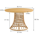 Outdoor dining simple bamboo chair table, PE ratten round table 110CM plastic wood top