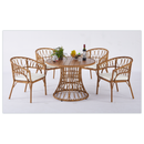 Outdoor dining simple bamboo chair table, PE ratten round table 110CM plastic wood top
