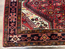 Persian Hamadan Rug 4x7, Tribal Village Malayer Carpet, Red and Ivory, Bohemian Antique