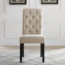 Tufted Solid Wood Dining Chairs Tan Set Of 2 Modern