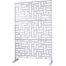 Decorative Freestanding Metal Privacy Screen for Indoor & Outdoor Use, White, 76' H x 48' W