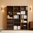 Vintage Brown 6 Shelf Floor Bookcase 70 Inch Tall Unit