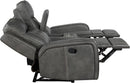 Gray Faux Leather Reclining Loveseat With Manual Recline