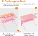 27.5-Inch Pink Desk With Monitor Stand For Small Spaces