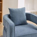 29.1"W Swivel Accent Open Back Chair Modern Comfy Sofa Chair With Weathered Base For Nursery Bedroom Living Room Hotel Office, Club Chair Leisure Arm Chair For Lounge (Pale Blue,Linen Blend)