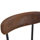 Fashionable Ergonomic Bar Chairs with Brown Technology Fabric Cushions, Black Metal Legs, 35.5 Inches.Set of 2.