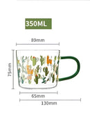 Cactus glass tea milk cups with llama pattern kitchen glassware