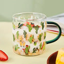 Cactus glass tea milk cups with llama pattern kitchen glassware