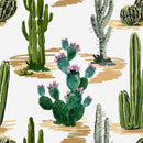 Cactuses and Succulents on White Background Wallpaper
