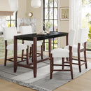 5-Piece Counter Height Dining Set, Faux Marble Bar Table with 4 Upholstered Chairs, Mid-Century Style for Kitchen or Small Spaces