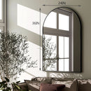 Arched Wall Mirror Black Metal Frame 24 By 36 Inches
