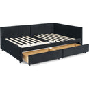 Full Size Upholstered Tufted Bed Frame with Two Drawers, Sofa Bed Frame with Comfortable Backrest and Armrests, Velvet, Black(79.5''x58''x25'')