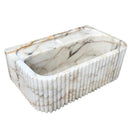 Calacatta Gold Marble Bathroom Vanity Sink - Polished Fluted