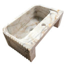 Calacatta Gold Marble Bathroom Vanity Sink - Polished Fluted