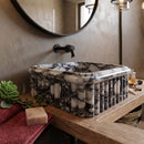 Calacatta Viola Marble Ribbed Square Vessel Sink - 16"x16"x6" - Polished