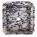 Calacatta Viola Marble Ribbed Square Vessel Sink - 16"x16"x6" - Polished