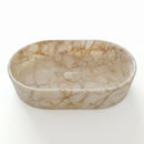 Calacatta Gold Marble Oval Vessel Sink with Matching Drain - 24"x16"x5" - Polished