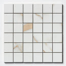 Calacatta Oro Polished 2x2 Porcelain Mosaics 12x12
