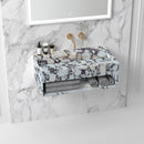 Calacatta Viola Marble Wall-mount Bathroom Sink Hidden Drain with Storage marble backsplash 
