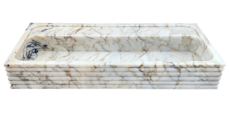 Calacatta Viola Gold Marble Wall-mount Bathroom Sink Horizontal Fluted (W)16" (W)36" (H)5" front view