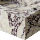 Calacatta Viola Marble Asymmetrical Wall-Mount Sink with Side Faucet Holes - 32"x16"x9" - Honed