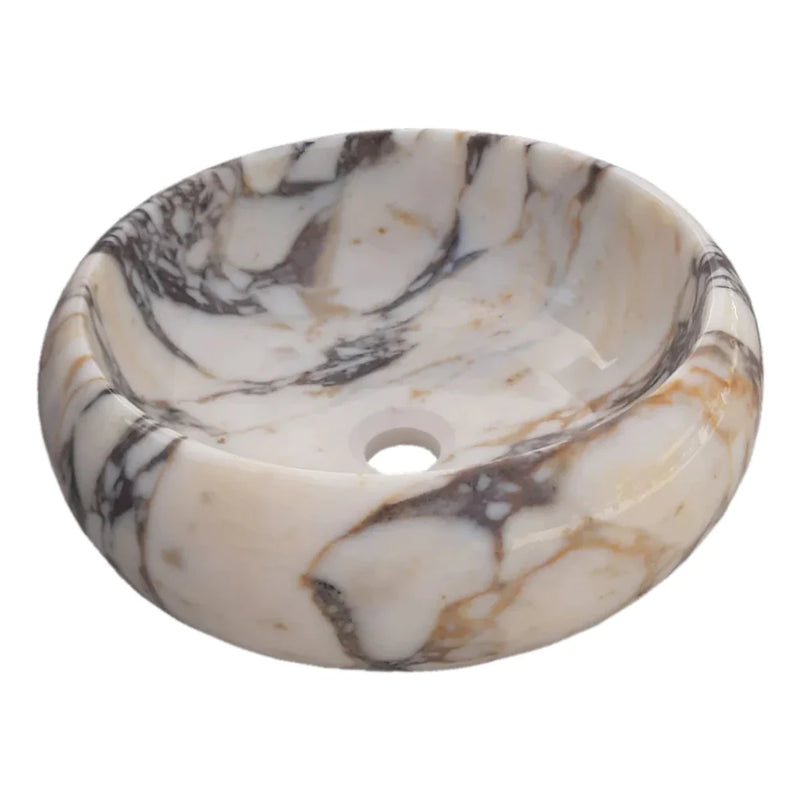 Calacatta Viola Marble Above Vanity Round Bathroom Sink Polished (D)16" (H)6" angle view