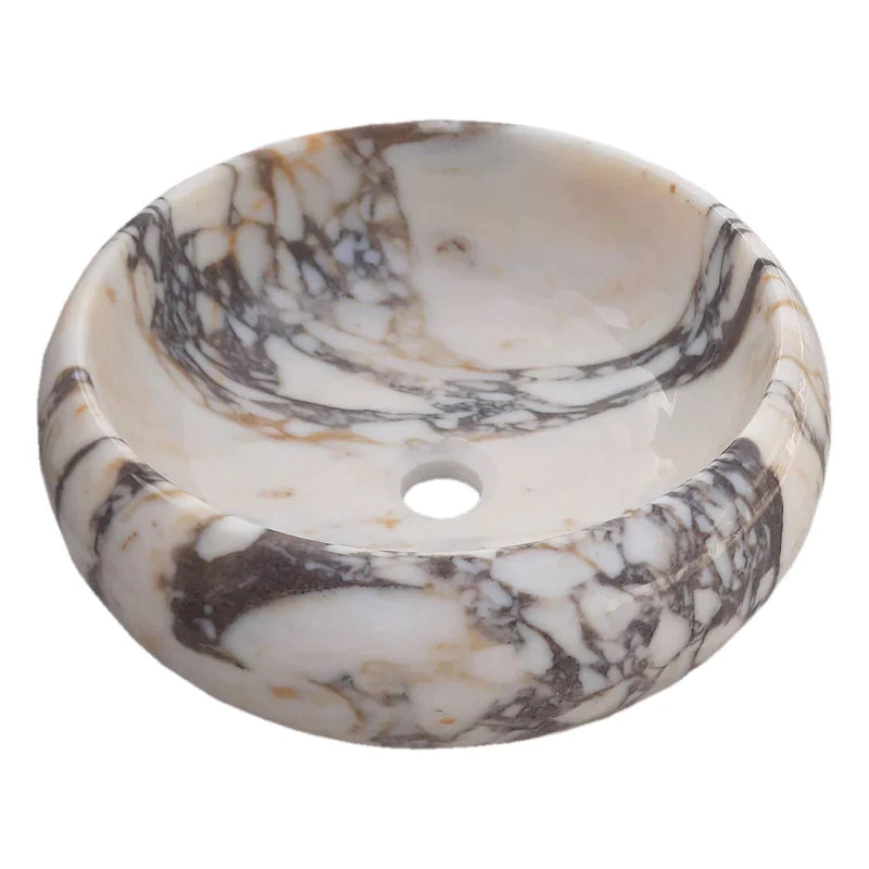 Calacatta Viola Marble Above Vanity Round Bathroom Sink Polished (D)16" (H)6" angle view