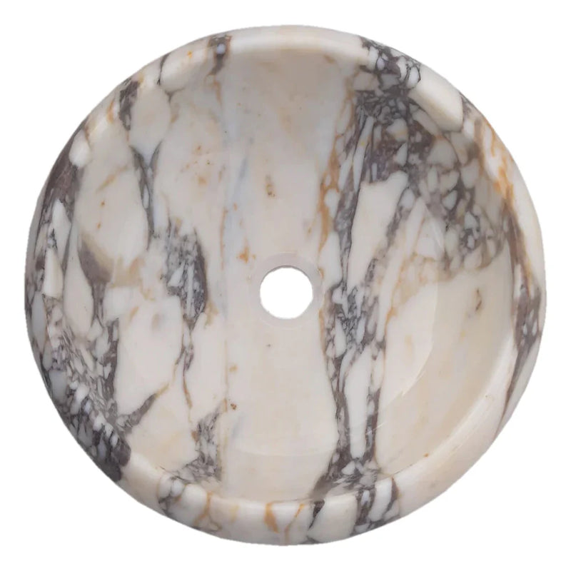 Calacatta Viola Marble Above Vanity Round Bathroom Sink Polished (D)16" (H)6" top view