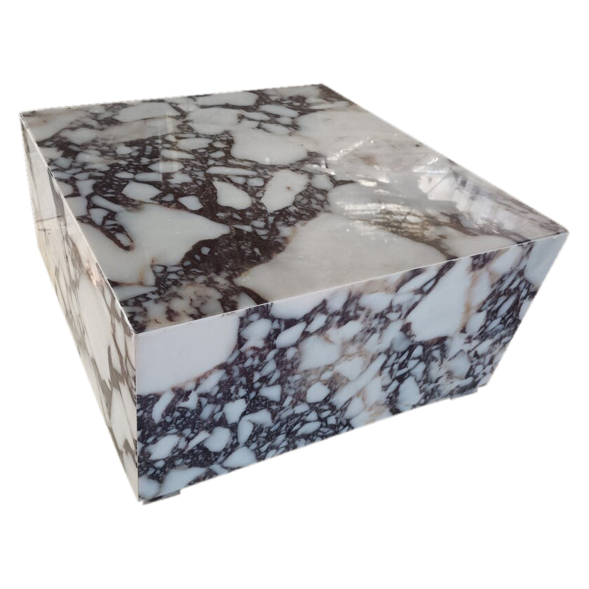 Calacatta Viola Marble Rectangular Prism Block Design Coffee Table