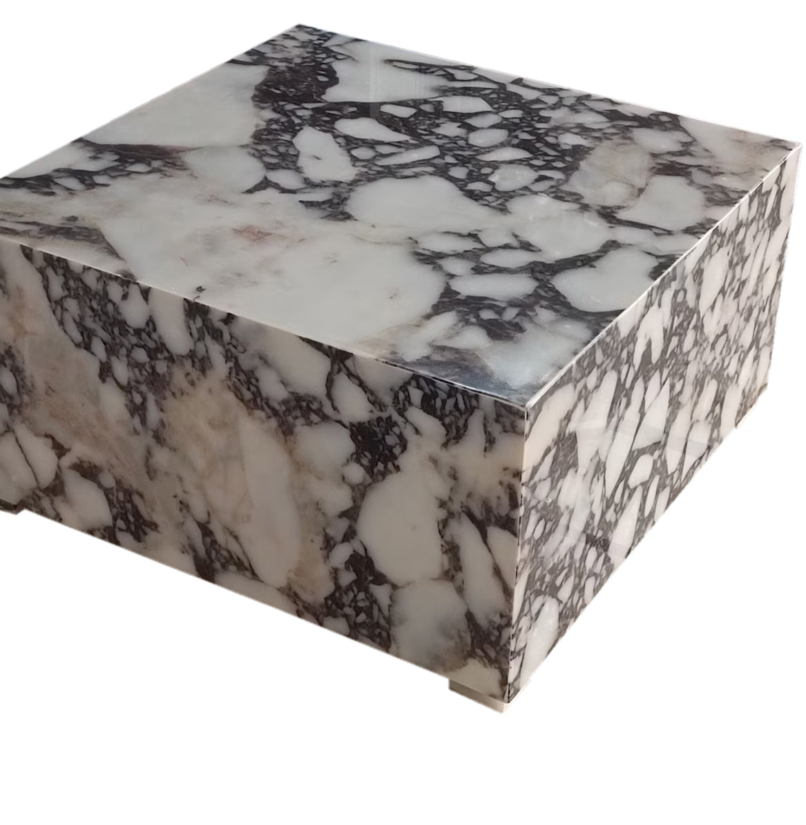 Calacatta Viola Marble Rectangular Prism Block Design Coffee Table