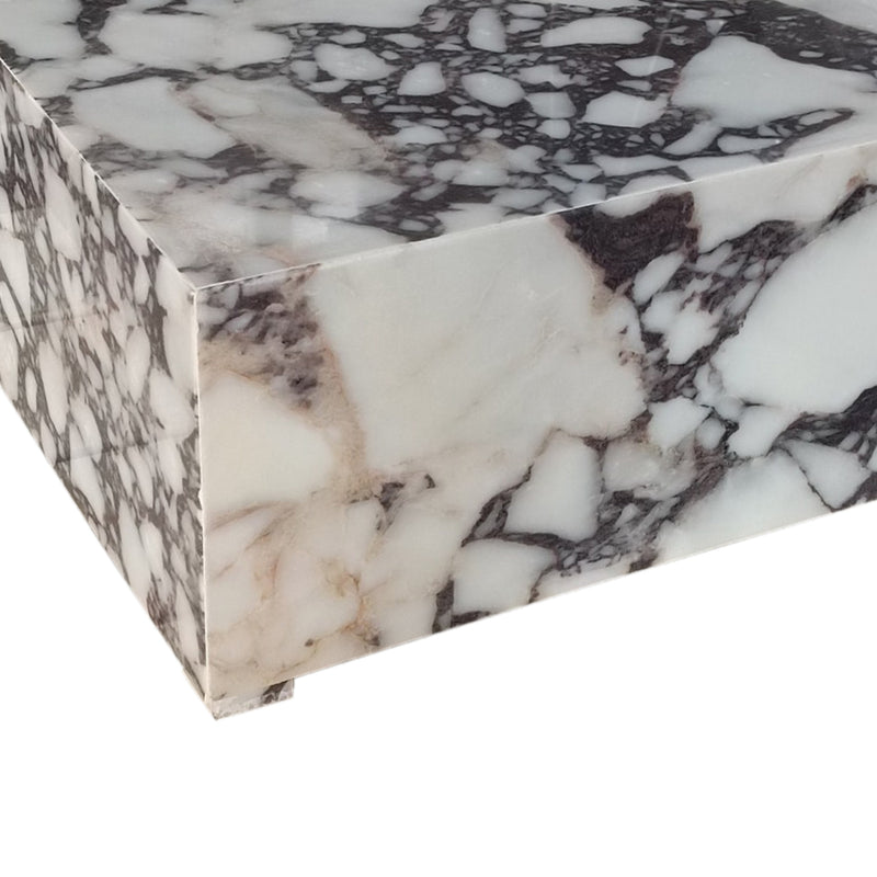 Calacatta Viola Marble Rectangular Prism Block Design Coffee Table