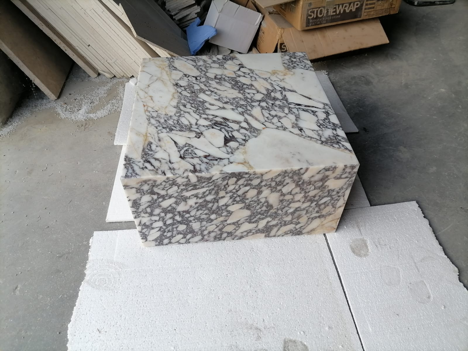 Calacatta Viola Marble Rectangular Prism Block Design Coffee Table